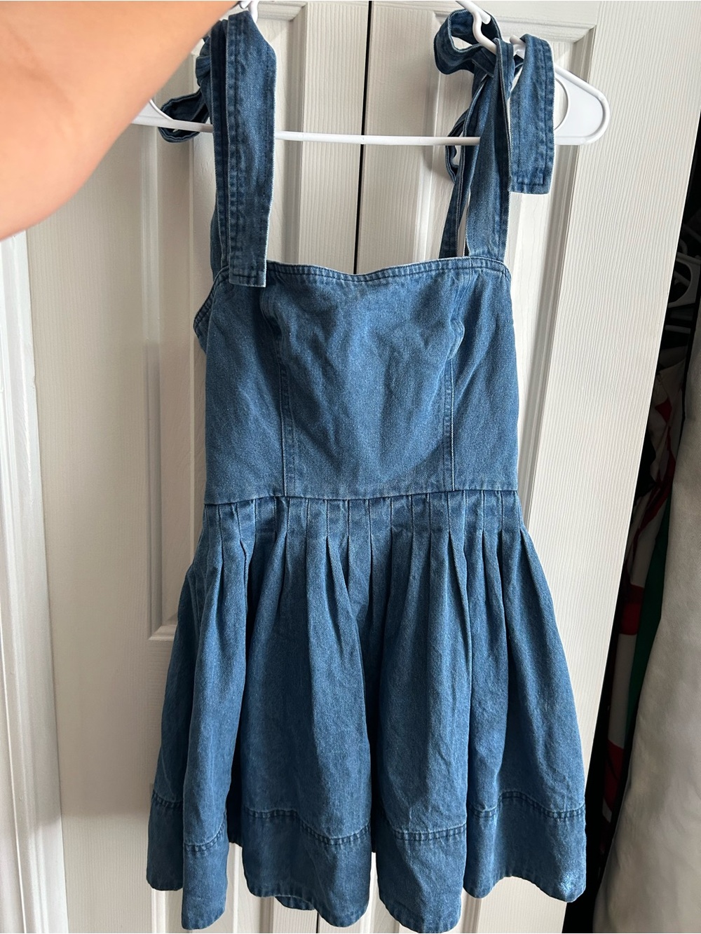Storia Blue Denim Tie-Shoulder Overall Dress